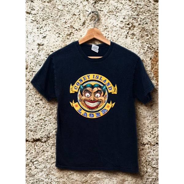 Coney Island Lager T-Shirt Shmaltz Brewing Co Graphic Beer Tee Black Sz S