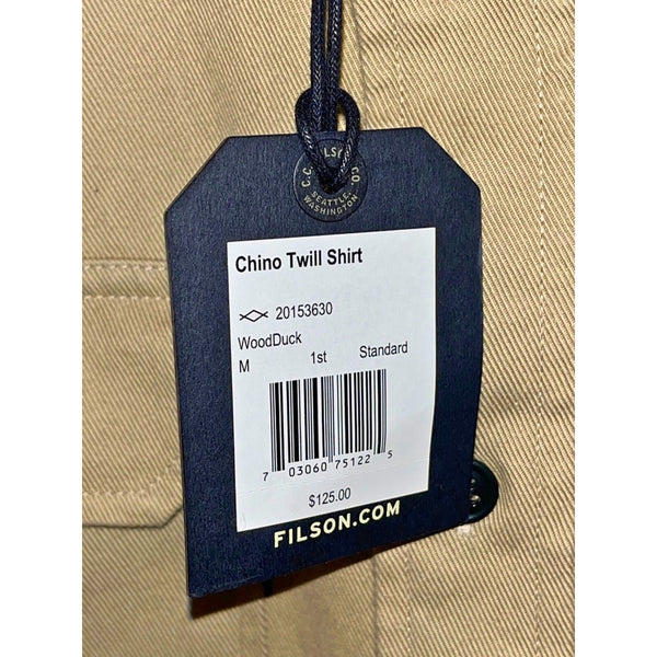 C.C. Filson Co. Chino Twill Shirt Sz. Medium Wood Duck NWT Cotton Field Workwear