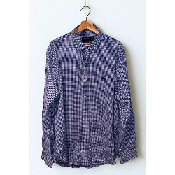 Polo Ralph Lauren Classic Fit Performance Blue Check Button-Down Shirt 2XL NWT