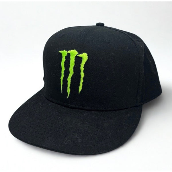 Monster Energy Snapback Hat Black Green Logo Cap Rare Underbrim Print OSFM