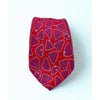 Yves Saint Laurent Vintage 80s Silk Tie Navy Red Geometric Italy Handmade Retro