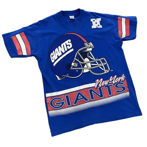 New York Giants T Shirt Adult L 90s Salem Sportswear All Over Print NFL Vintage