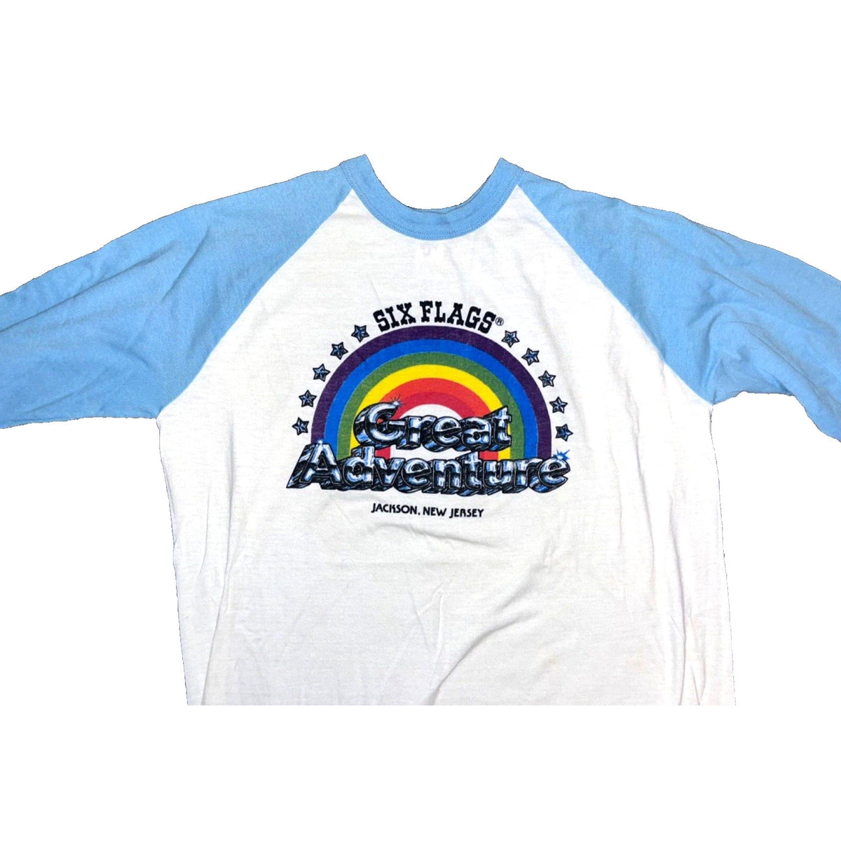 Six Flags Great Adventure Baseball T Adult L Rainbow 80s Single Stitch– EH  Treasures