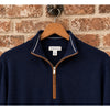 Peter Millar Crown Autumn Crest Merino Wool Suede Trim 1/4 Zip Navy XL $265