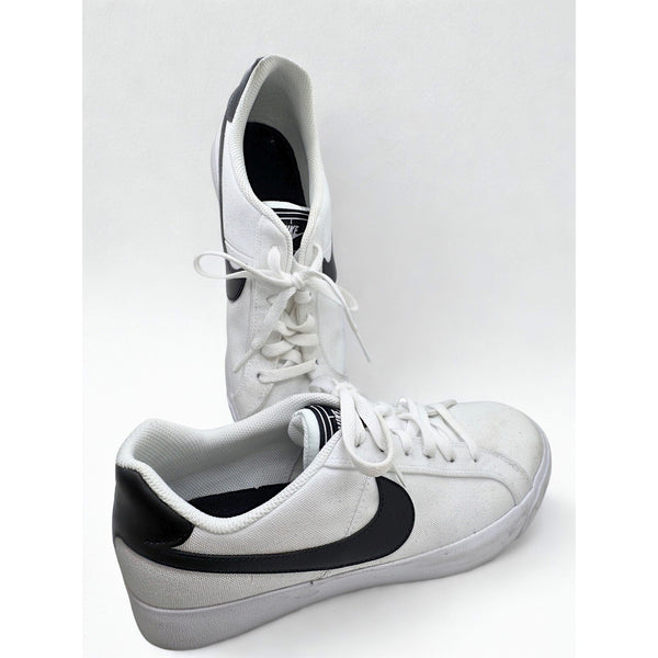 Nike Womens Court Royal AC Canvas Tennis Shoe CD5405 100 White Black Sz 10 EUC