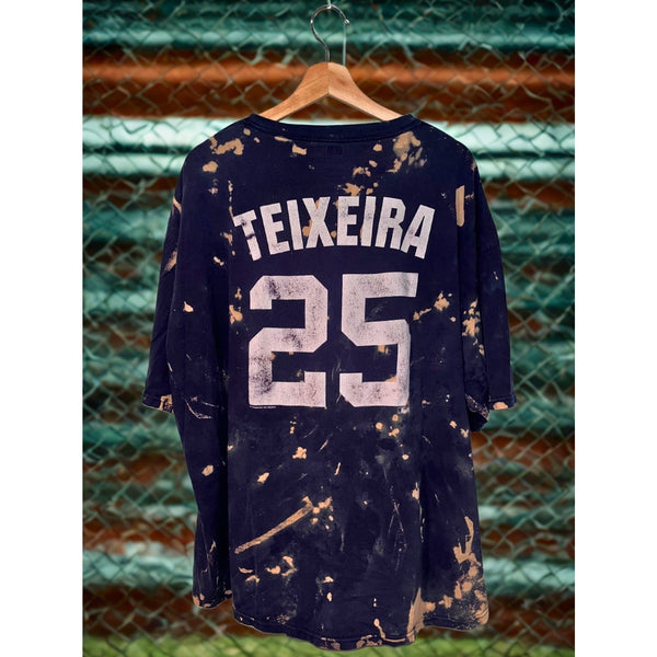 New York Yankees Mark Teixeira Bleach Dye T-Shirt MLB Genuine 3XL Rare Y2K