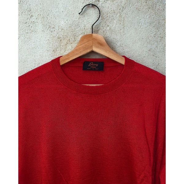 Brioni Roma Red 100% Cashmere Crewneck Sweater Men’s 2XL Made in Italy