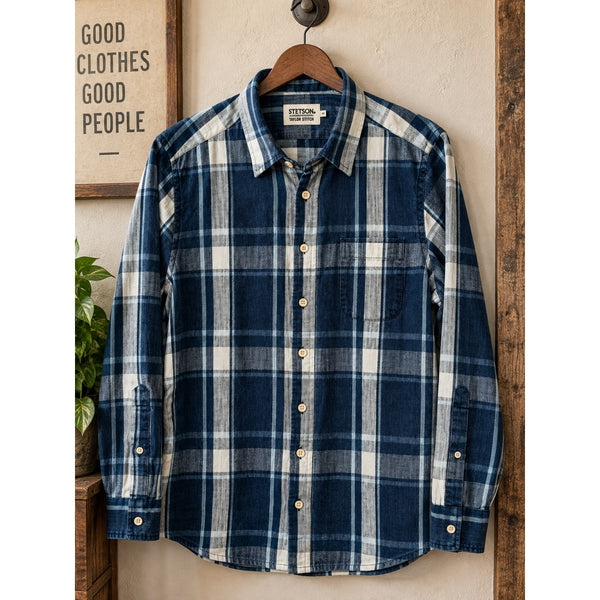 Taylor Stitch x Stetson California Shirt Sz. 2XL 46 Indigo Plaid Organic Cotton
