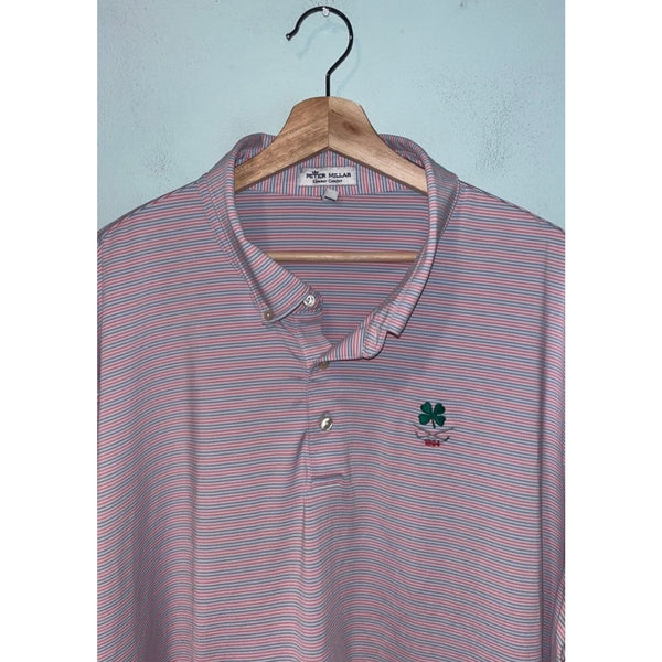 Peter Millar Summer Comfort Morris County Golf Club Polo Shirt 2XL Stripe Pink