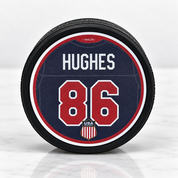 USA Hockey Jack Hughes #86 2026 Olympic Gold Medal Mustang Puck New
