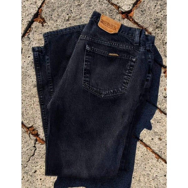Von Dutch Black Jeans Men’s 34x27 Vintage Denim No Tags Small Crotch Hole Y2K