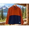 Outdoor Research Trail Mix Snap Pullover II Large Orange Navy Microgrid Fleece