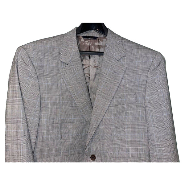 Brooks Brothers Gray Blue Plaid Wool Blazer Sport Coat Mens 40R Made In Italy