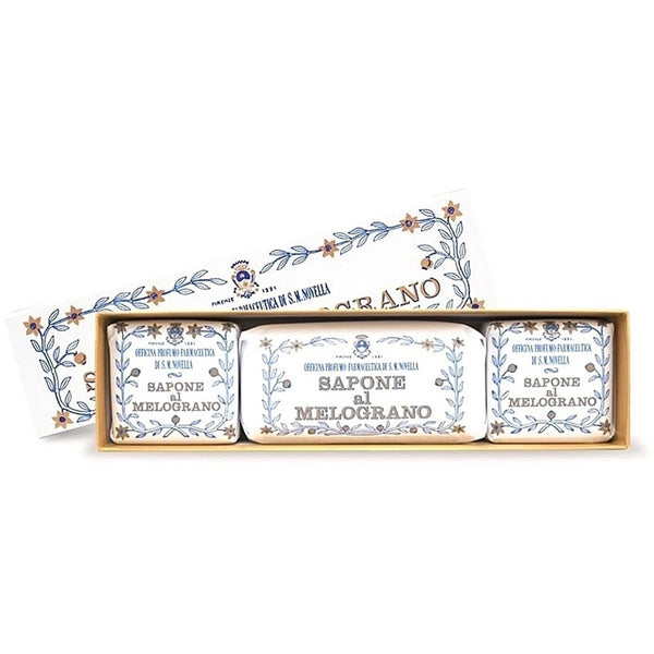 Santa Maria Novella Melograno Soap Set 3 Bar Gift Box 100g 200g NIB Italy