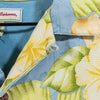 Tommy Bahama Silk Hawaiian Shirt XL Blue Floral Camp Collar Loop Resort Aloha