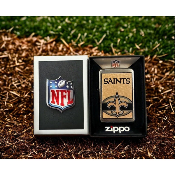 New Orleans Saints Zippo NFL Lighter 24629 Gold Logo Windproof NIB Made USA