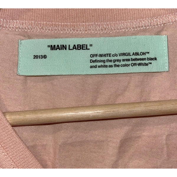 Off-White c/o Virgil Abloh x Kith 2017 Pink Main Label Tee Shirt Sz. M Authentic
