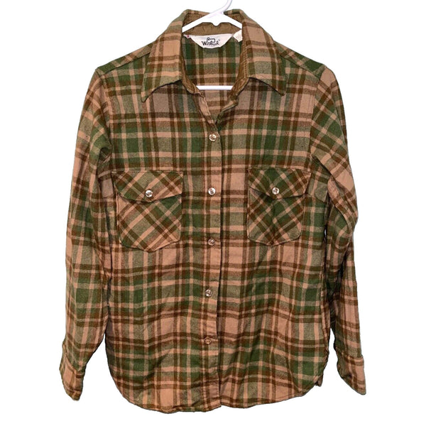 Woolrich Wool Jacket Work Shirt Womens Sz. 14 Plaid Long Sleeve Vintage