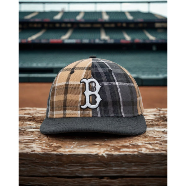 Boston Red Sox Multi Panel Plaid New Era 9FIFTY High Crown Strapback Hat NWT