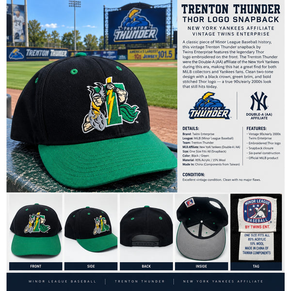 Trenton Thunder Thor Logo MiLB AA New York Yankees Snapback Wool Hat Twins Rare