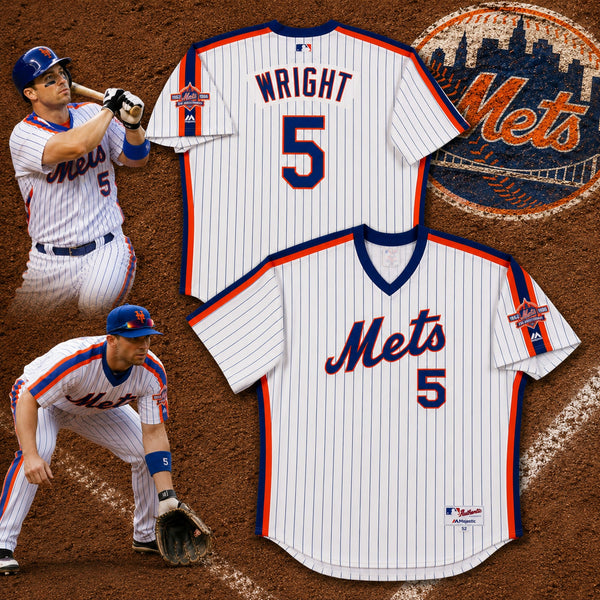 New York Mets David Wright 1986 Turn Back The Clock Pro Cut Majestic Jersey 52
