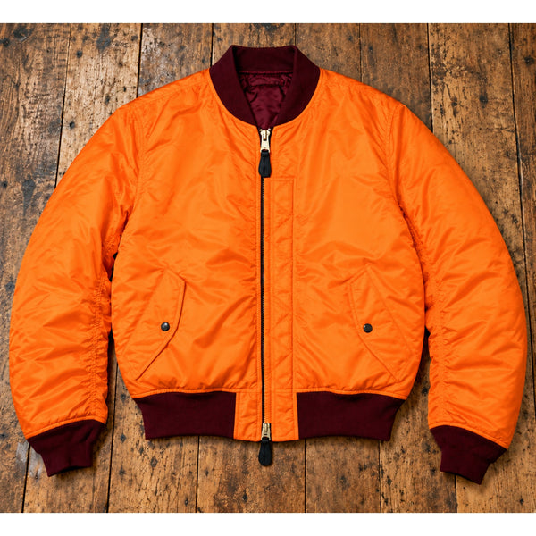 Alpha Industries MA-1 Flight Bomber Jacket Men's L Burgundy Orange Reversible