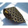 Valentino Cravatte Vintage Silk Tie Blue Gold Medallion Pattern Made in Italy EUC