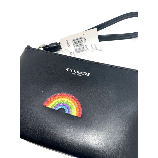 Coach Rainbow Corner Zip Wristlet Wallet F26938 Black Leather NWT $95 MSRP