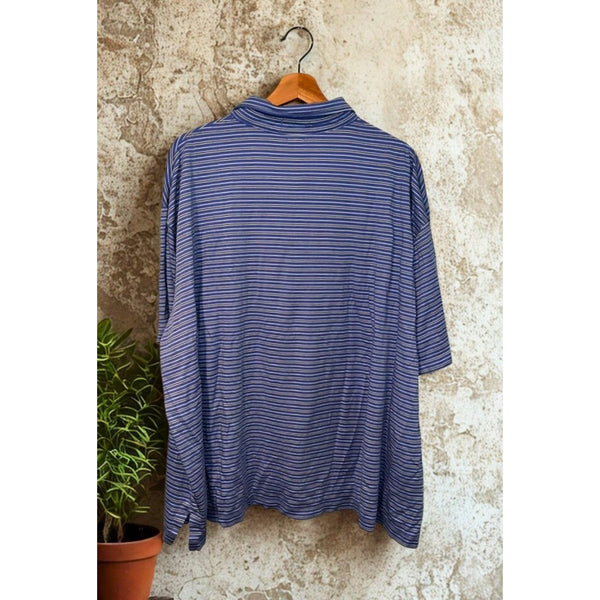 Polo Ralph Lauren Golf Polo 4XB Blue Stripe Pima Soft Touch Big Cotton Shirt