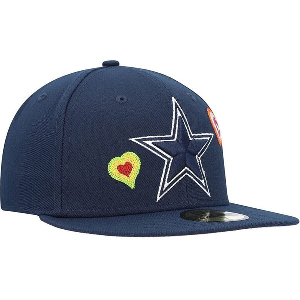 Dallas Cowboys Chain Stitch Heart New Era 59FIFTY Mens Size 7 1/2 Fitted Hat Cap