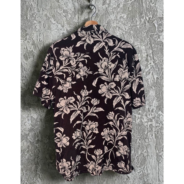 Faherty Short Sleeve Knit Seasons Shirt Men's L Organic Cotton Floral MSRP $130