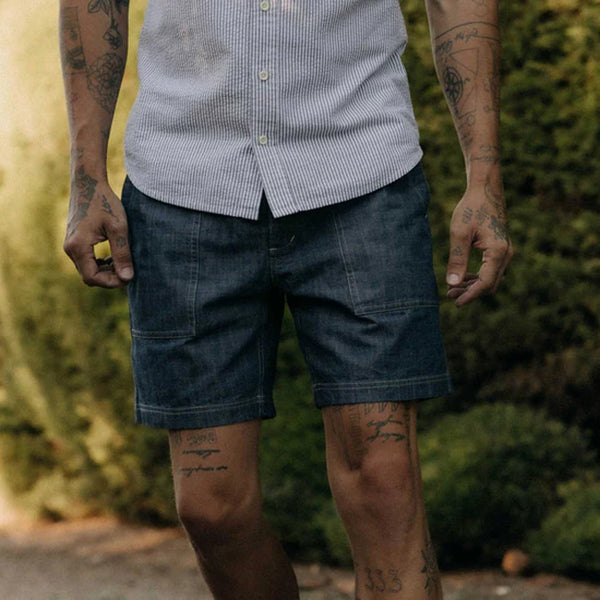 Taylor Stitch Breakwater Shorts XL Washed Indigo Chambray Organic Cotton NWOT