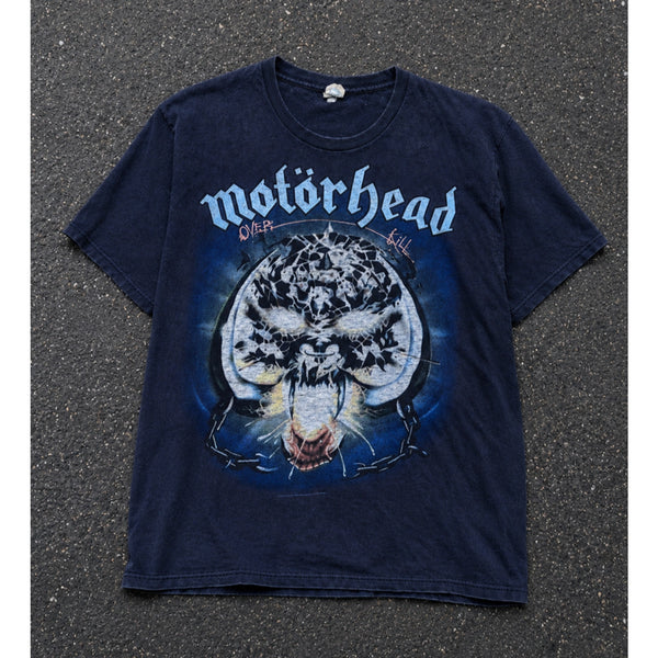 Motorhead Overkill Band T Shirt Mens L Blue Sun Faded Rock Metal Rare Vintage
