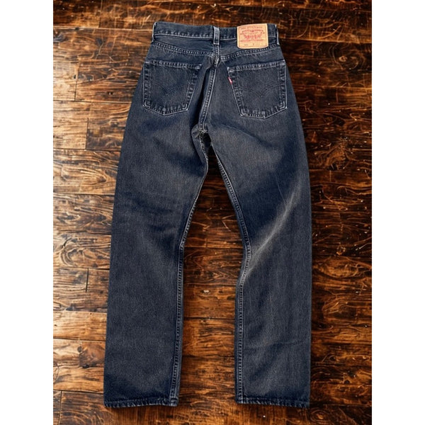 Levi's 501 Jeans USA Made Black Faded Denim Button Fly 28x30 1997 Vintage