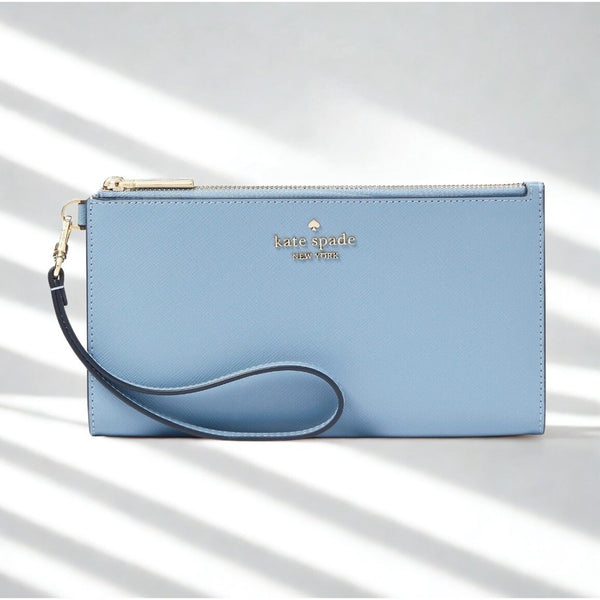Kate Spade Madison Saffiano Double Zip Wristlet Polished Blue KC588 NWT $169