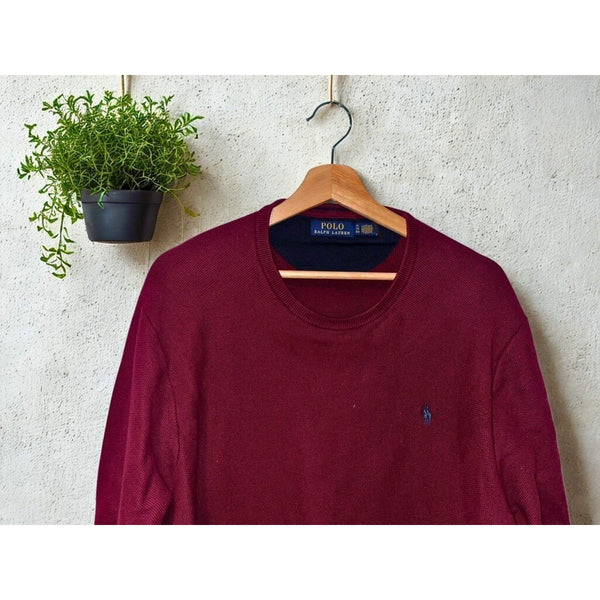 Polo Ralph Lauren Sweater 2XL Red Wine Pima Cotton Knit Crewneck Long Sleeve