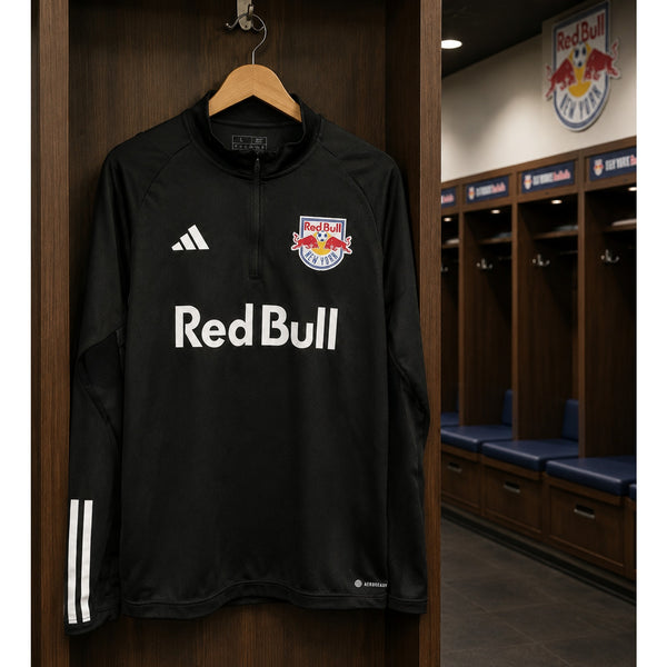 New York Red Bulls Team Issued Adidas AEROREADY 1/4 Zip Training Top L Black