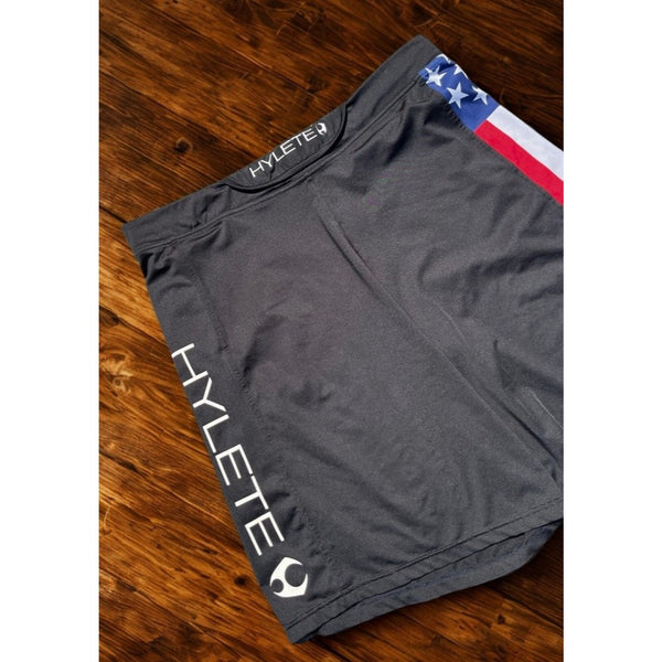 HYLETE Performance Training Shorts XL USA Flag Compression Athletic Gym CrossFit