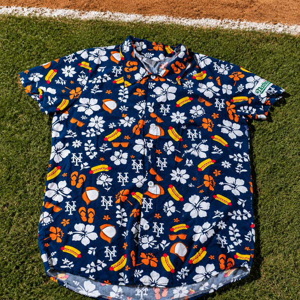 New York Mets Nathan's Hot Dog Hawaiian Shirt Sz. Large SGA BDA Sports Giveaway