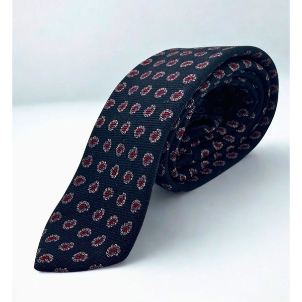 Polo Ralph Lauren Wool Tie Handmade USA Vintage Navy Paisley Dot England