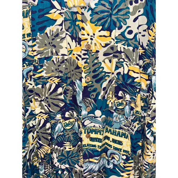 Tommy Bahama Hawaiian Shirt Men’s 2XL Rayon Aloha Safari Floral Vintage