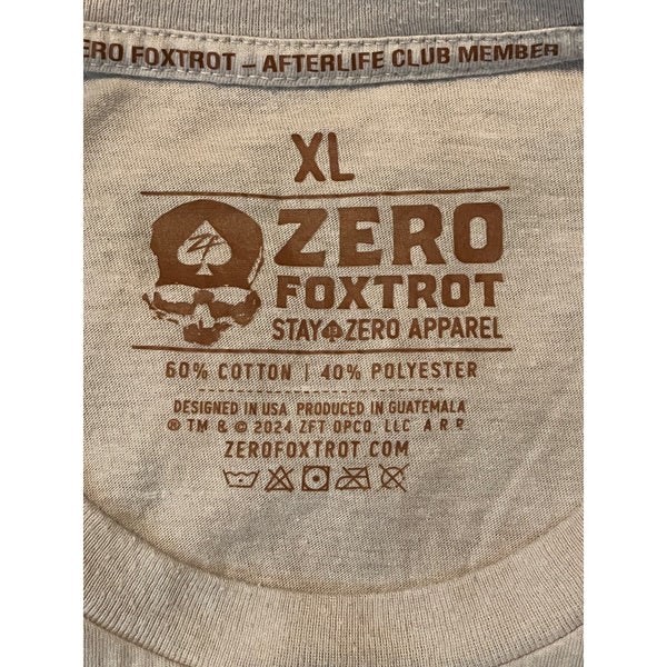 Zero Foxtrot Essentials Tee XL Need More Guns Ammo Booze Dip Graphic T-Shirt