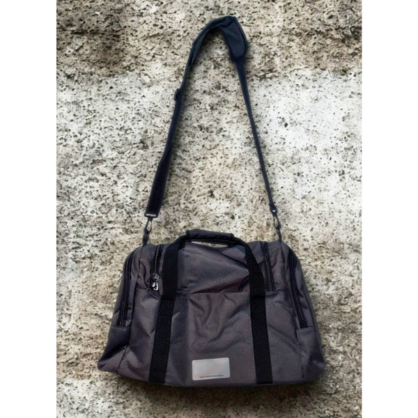 Bloomberg Duffle Gym Bag Black Gray Shoulder Travel Overnight NWOT