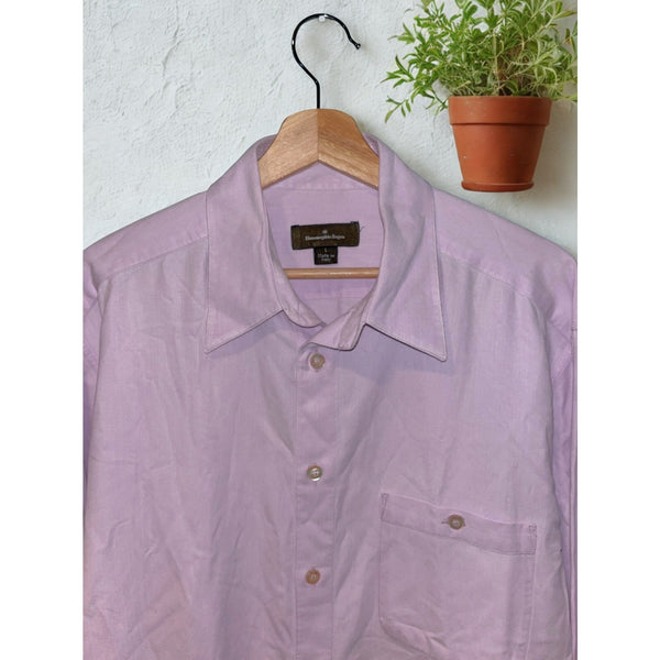 Ermenegildo Zegna Purple Button Down Shirt Mens L EUC Made in Italy