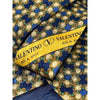 Valentino Cravatte Vintage Silk Tie Blue Gold Medallion Pattern Made in Italy EUC