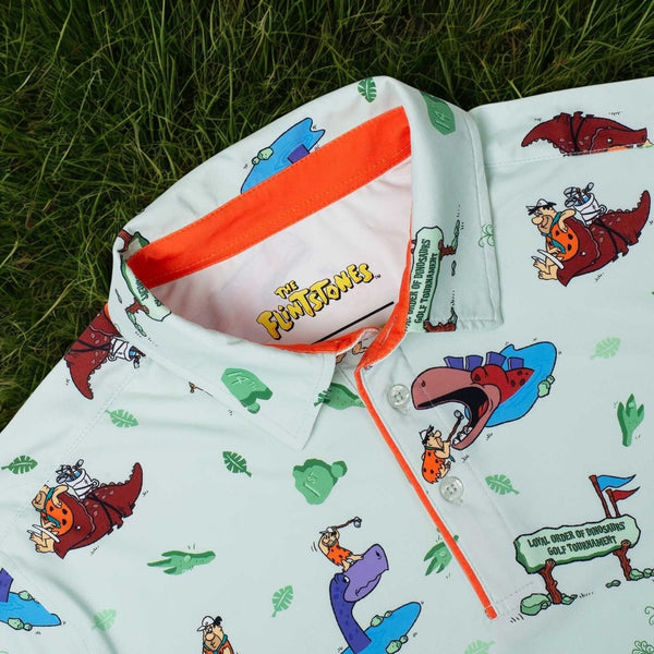 RSVLTS Flintstones Loyal Order of Dinosaurs Golf Polo XL Breakfast Balls NWOT