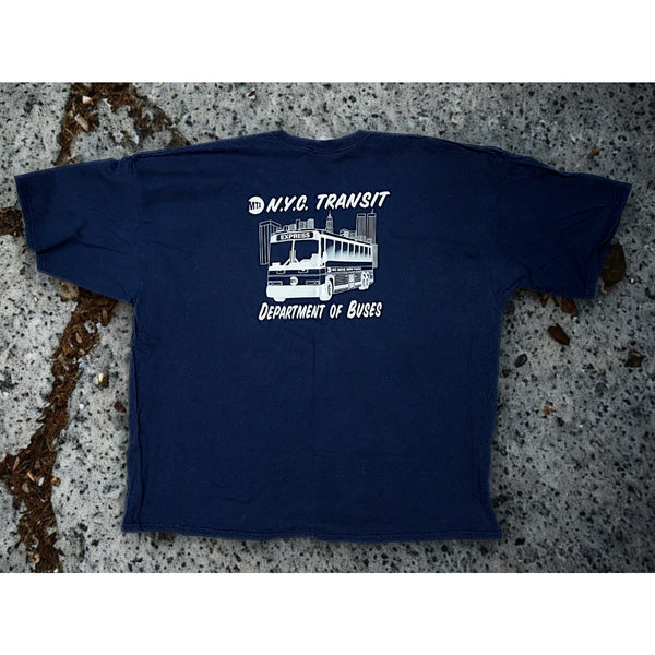 New York City NYC MTA Dept of Buses Graphic T-Shirt Navy 5XL Vintage 1990s