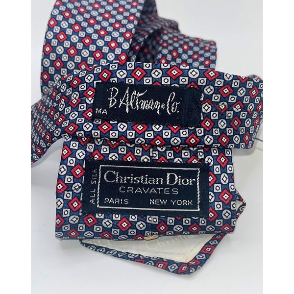 Christian Dior Cravates B Altman Silk Tie Geometric Italy Paris New York