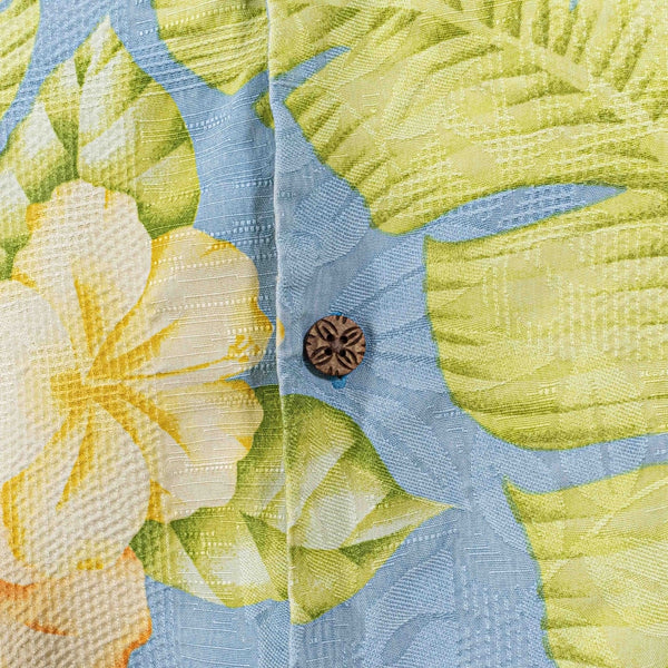 Tommy Bahama Silk Hawaiian Shirt XL Blue Floral Camp Collar Loop Resort Aloha