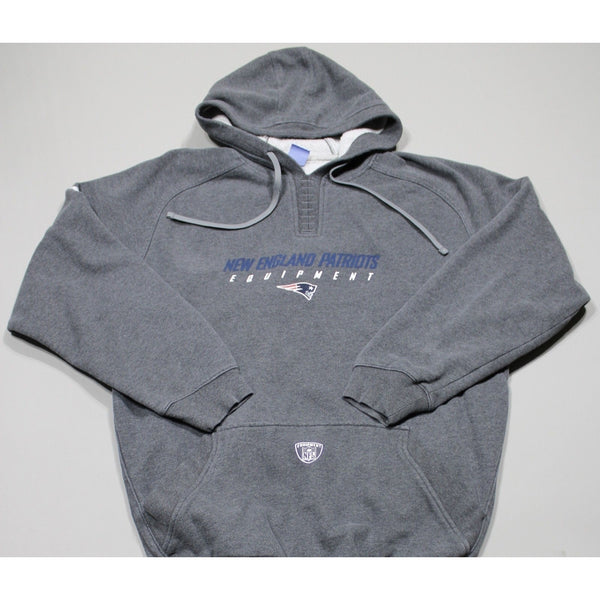 New England Patriots Hoodie M Gray Bill Belichick Y2K Pullover Equipment Reebok